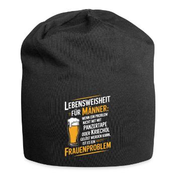 Lebensweisheit für Männer Werkstatt JGA Handwerker - Jersey-Beanie - Schwarz - Vorne