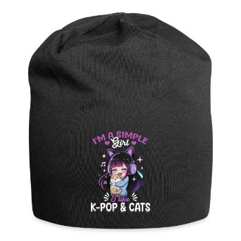 Anime K Pop & Cats Kawaii - Jersey-Beanie - Schwarz - Vorne