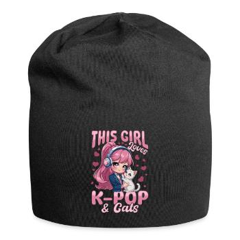 Anime K Pop & Cats Kawaii - Jersey-Beanie - Schwarz - Vorne