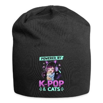 Anime K Pop & Cats Kawaii - Jersey-Beanie - Schwarz - Vorne
