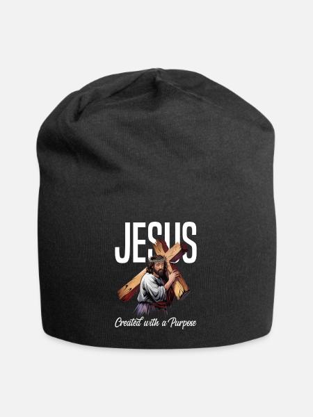 Jesus Created With A Purpose - Jersey-Beanie - Schwarz