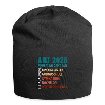 ABI 2025 MEIN PLAN GEHT AUF WELTHERRSCHAFT Lustig - Jersey-Beanie - Schwarz - Vorne