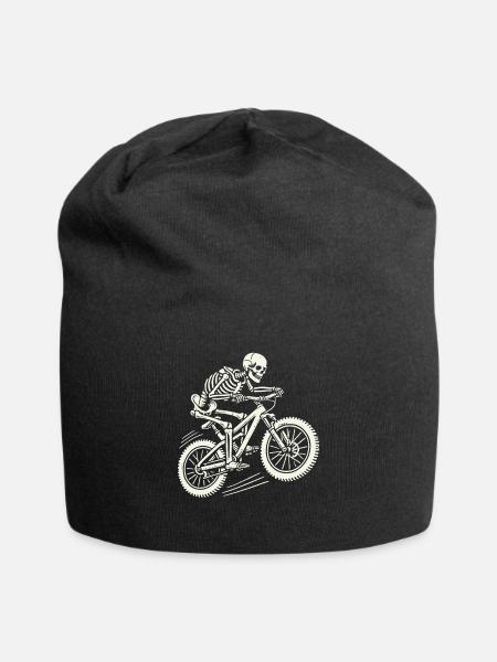 Skelett Auf Fahrrad Mountainbike Abenteuer - Jersey-Beanie - Schwarz