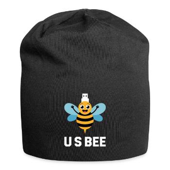 USBEE Biene Mit USB Stick - Jersey-Beanie - Schwarz - Vorne