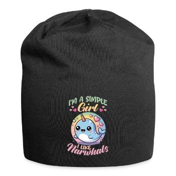 Narwhal Chibi Kawaii - Jersey-Beanie - Schwarz - Vorne