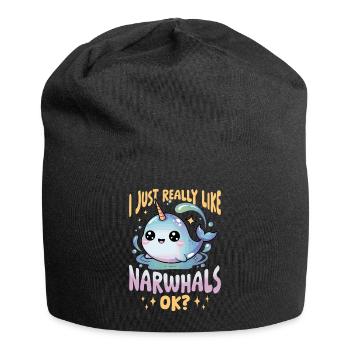 Narwhal Chibi Kawaii - Jersey-Beanie - Schwarz - Vorne