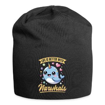 Narwhal Chibi Kawaii - Jersey-Beanie - Schwarz - Vorne