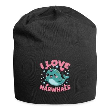 Narwhal Chibi Kawaii - Jersey-Beanie - Schwarz - Vorne