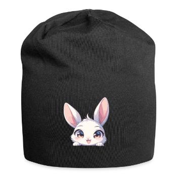 Hasen Hase - Jersey-Beanie - Schwarz - Vorne