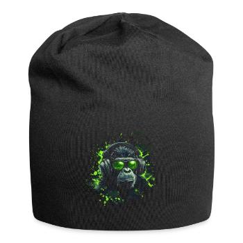 DJ Cool Outfit Pop Art Techno Festival Affe - Jersey-Beanie - Schwarz - Vorne