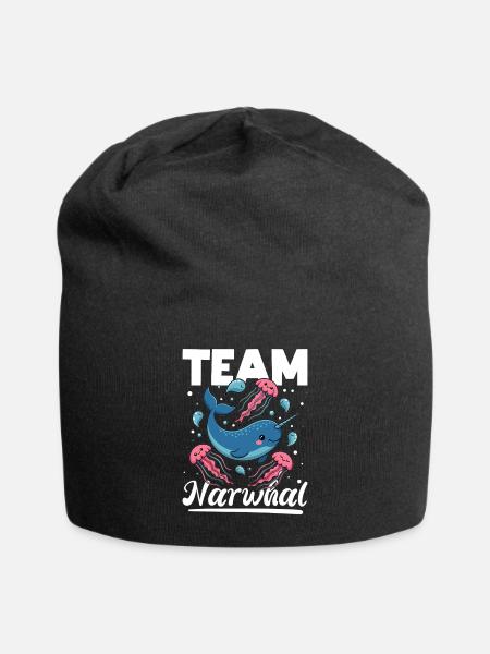Narwhal Chibi Kawaii - Jersey-Beanie - Schwarz