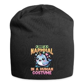 Narwhal Chibi Kawaii - Jersey-Beanie - Schwarz - Vorne