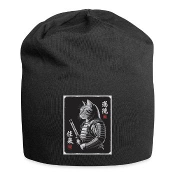 Chat Samouraï en Ukiyo-e japonais - Bonnet en jersey - noir - Devant