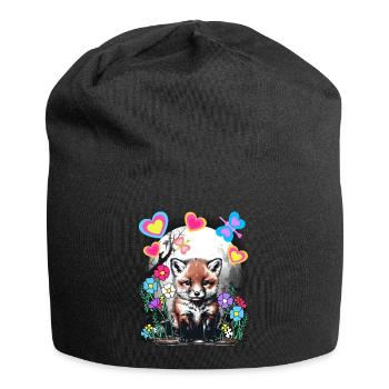 Spring Retro Fox Foxes Spring Beginning - Jersey Beanie - black - Front