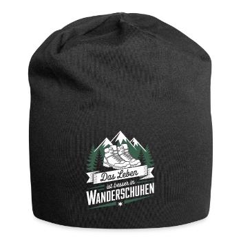 Leben Besser Wanderschuhen Wandern Pilgern Berge - Jersey-Beanie - Schwarz - Vorne