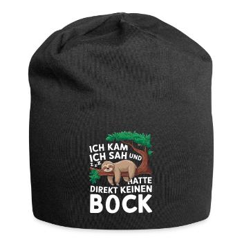 Kein Bock Morgenmuffel Faultier Spruch Müde Nein - Jersey-Beanie - Schwarz - Vorne