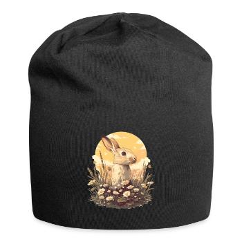 Hasen Hase - Jersey-Beanie - Schwarz - Vorne