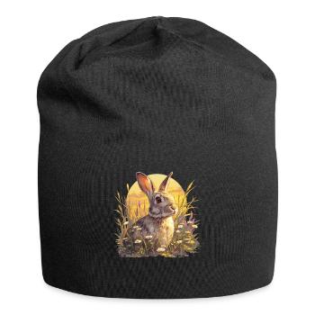 Hasen Hase - Jersey-Beanie - Schwarz - Vorne