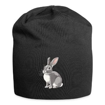 Hasen Hase - Jersey-Beanie - Schwarz - Vorne