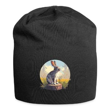 Hasen Hase - Jersey-Beanie - Schwarz - Vorne