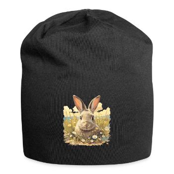 Hasen Hase - Jersey-Beanie - Schwarz - Vorne