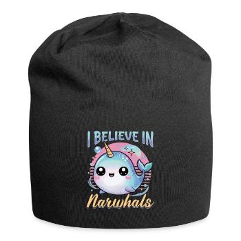 Narwhal Chibi Kawaii - Jersey-Beanie - Schwarz - Vorne