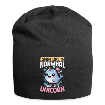 Narwhal Chibi Kawaii - Jersey-Beanie - Schwarz - Vorne