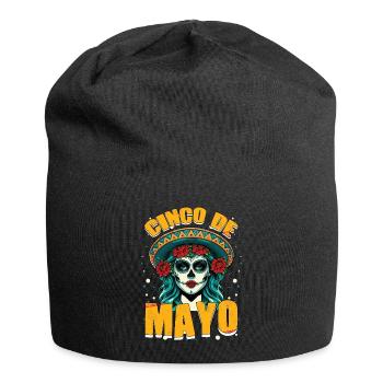 Cinco De Mayo Skelett Mit Sombrero Und Blumen - Jersey-Beanie - Schwarz - Vorne