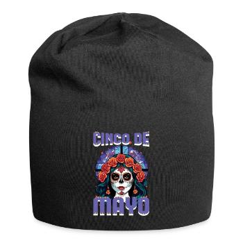 Cinco De Mayo Kunstvolles Motiv Mit Totenkopf - Jersey-Beanie - Schwarz - Vorne