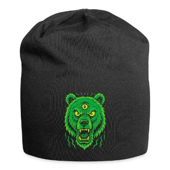 Wild bear with third eye neon style - Jersey Beanie - black - Front