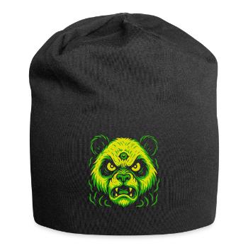 Dreiaugiger Neon-Panda mit Killerblick - Jersey-Beanie - Schwarz - Vorne