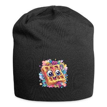Joyeuse fête des gaufres - Bonnet en jersey - noir - Devant