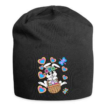 Lapin de Pâques Oeufs de lapin de Pâques Oeufs de Pâques - Bonnet en jersey - noir - Devant