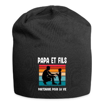 papa et fils vintage père et fils fête des pères - Bonnet en jersey - noir - Devant