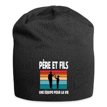 père et fils papa complices duo vintage fête pères - Bonnet en jersey - noir - Devant