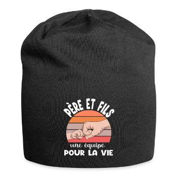 père et fils papa coup de point duo fête pères - Bonnet en jersey - noir - Devant