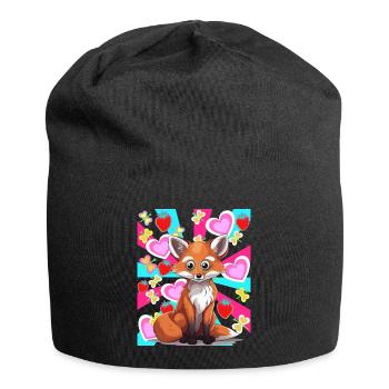 Rétro été renard habitant de la forêt fraises des années 80 - Bonnet en jersey - noir - Devant