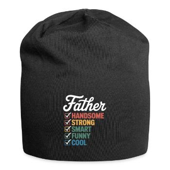 Vater: Attraktiv, Stark, Schlau, Lustig, Cool – - Jersey-Beanie - Schwarz - Vorne
