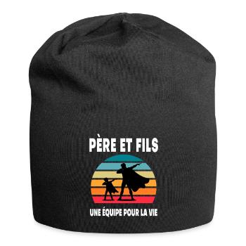 père et fils papa super héros dab duo vintage - Bonnet en jersey - noir - Devant