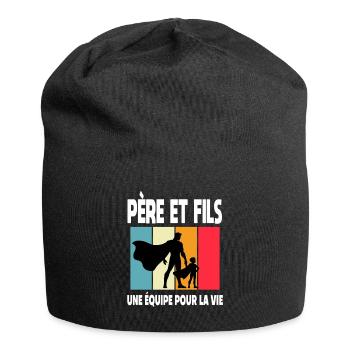 père et fils papa super héros vintage duo - Bonnet en jersey - noir - Devant