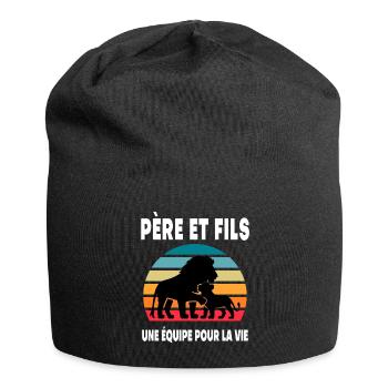 père et fils lion papa vintage duo fête des pères - Bonnet en jersey - noir - Devant