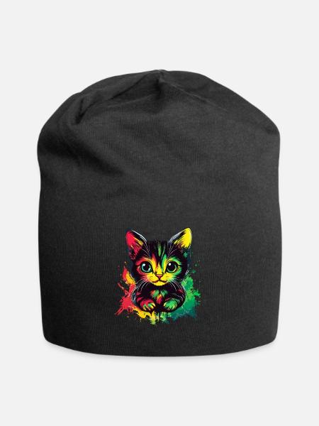 Rasta Katze Style - Jersey-Beanie - Schwarz