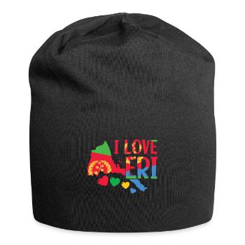 Eritrea Karte Mit Herz I Love Eri - Jersey-Beanie - Schwarz - Vorne