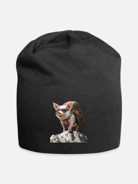 Schwein - Jersey-Beanie - Schwarz
