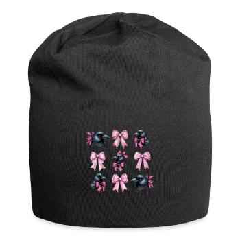 Coquette noeud corbeau corbeau oiseau fille maman rose - Bonnet en jersey - noir - Devant