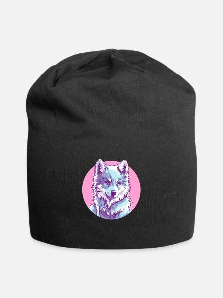 Arktischer Wolf in Rosa - Jersey-Beanie - Schwarz