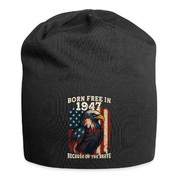 Born Free in 1947 – 78 Years Old Free Because of - Jersey Beanie - black - Front