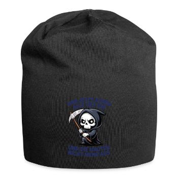 Jetzt atmen alle ein, und Idioten nicht mehr aus - Jersey-Beanie - Schwarz - Vorne