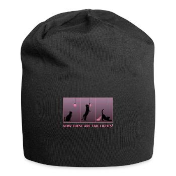 Lustige Katze Eating Glühbirne Glühendes Hintern Rücklicht - Jersey-Beanie - Schwarz - Vorne