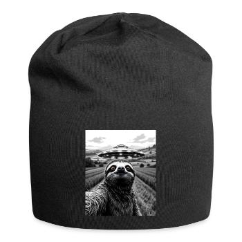 Faultier Selfie mit Alien UFO Lustiges Faultier - Jersey-Beanie - Schwarz - Vorne